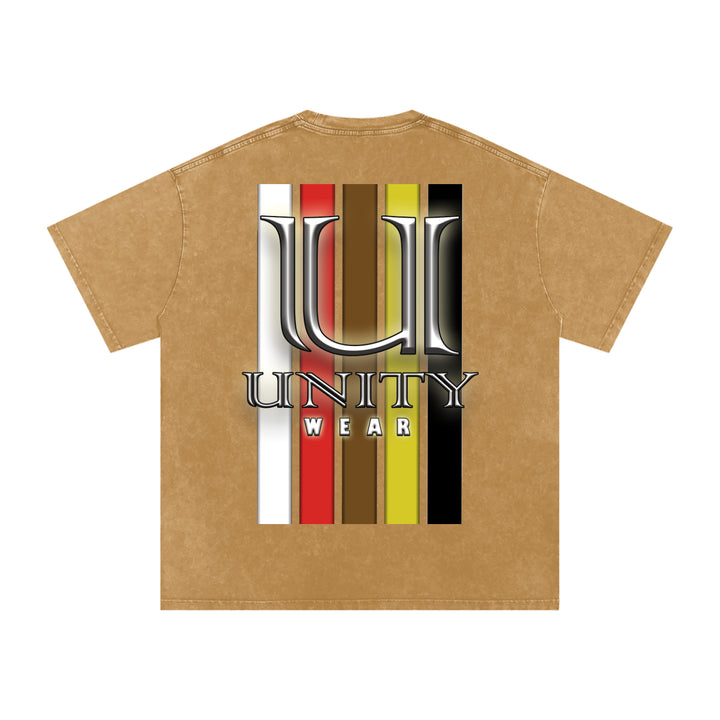 Stripes of Unity Acid Wash Oversize T-Shirt - 250 GSM