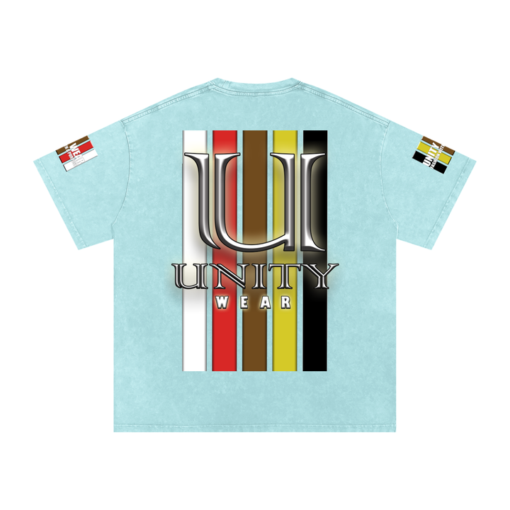 Stripes of Unity and Love Acid Wash Oversize T-Shirt - 250 GSM