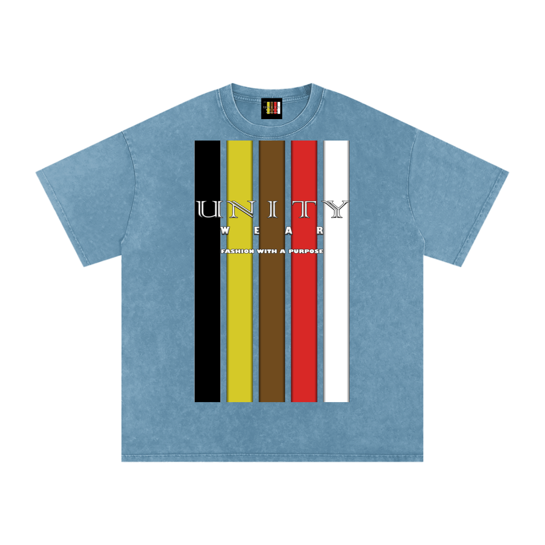 Stripes of Unity Acid Wash Oversize T-Shirt - 250 GSM
