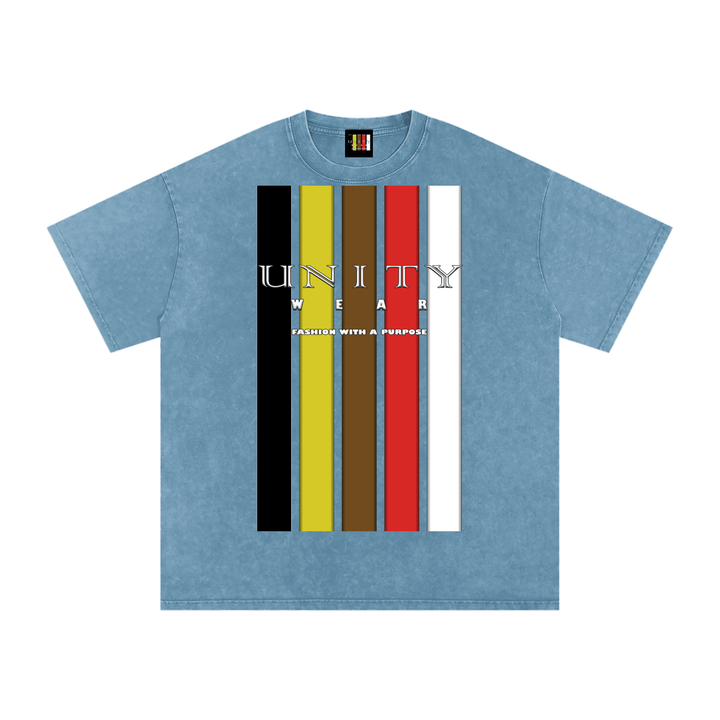 Stripes of Unity Acid Wash Oversize T-Shirt - 250 GSM