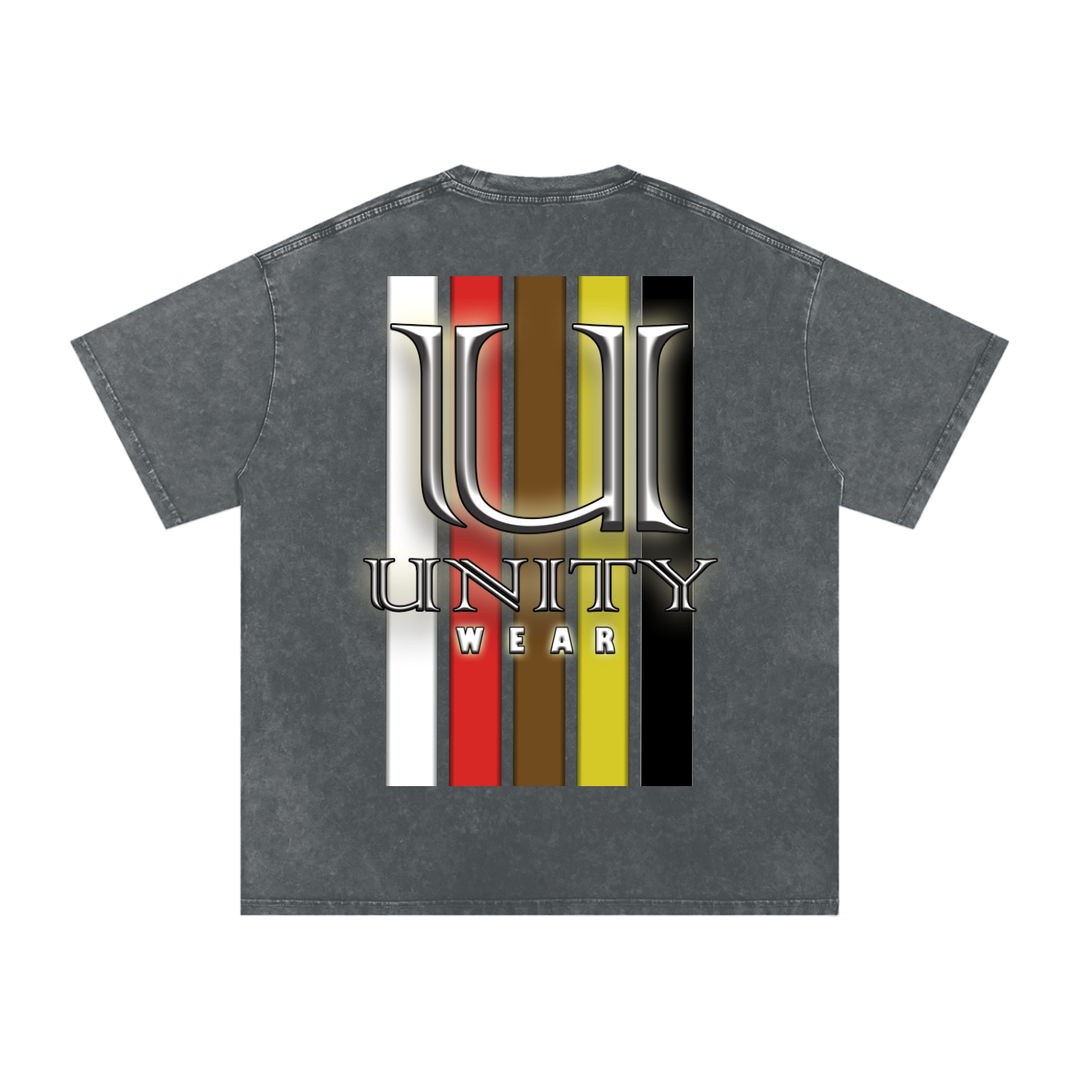 Stripes of Unity Acid Wash Oversize T-Shirt - 250 GSM