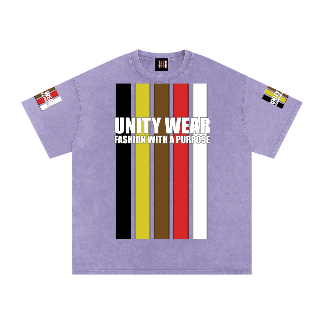 Stripes of Unity and Love Acid Wash Oversize T-Shirt - 250 GSM