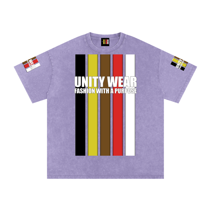 Stripes of Unity and Love Acid Wash Oversize T-Shirt - 250 GSM