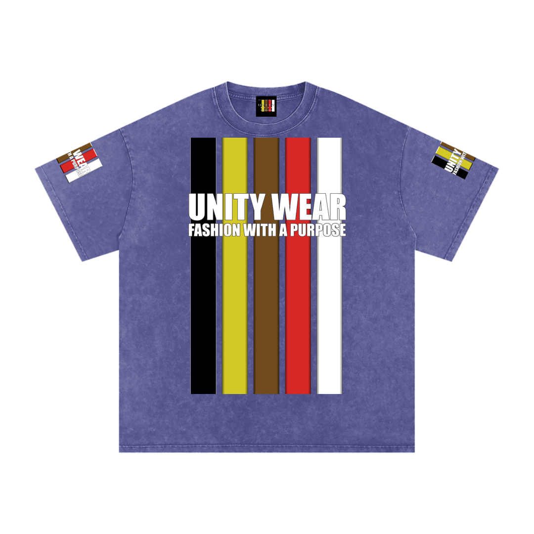 Stripes of Unity and Love Acid Wash Oversize T-Shirt - 250 GSM