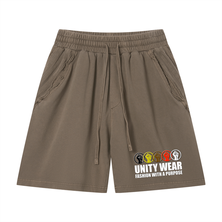 Unity Wear Unisex Vintage Wash Raw Edge Shorts