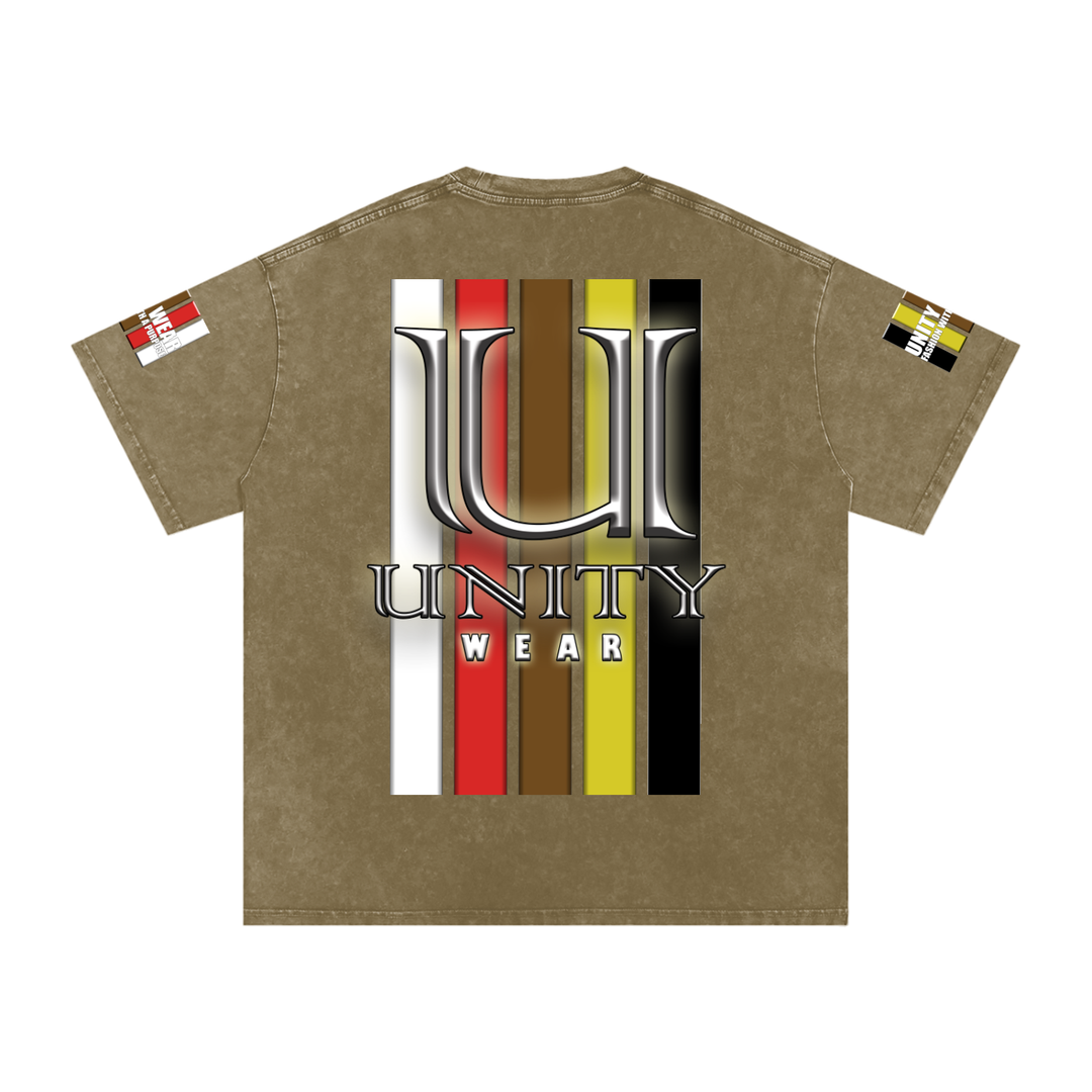 Stripes of Unity and Love Acid Wash Oversize T-Shirt - 250 GSM