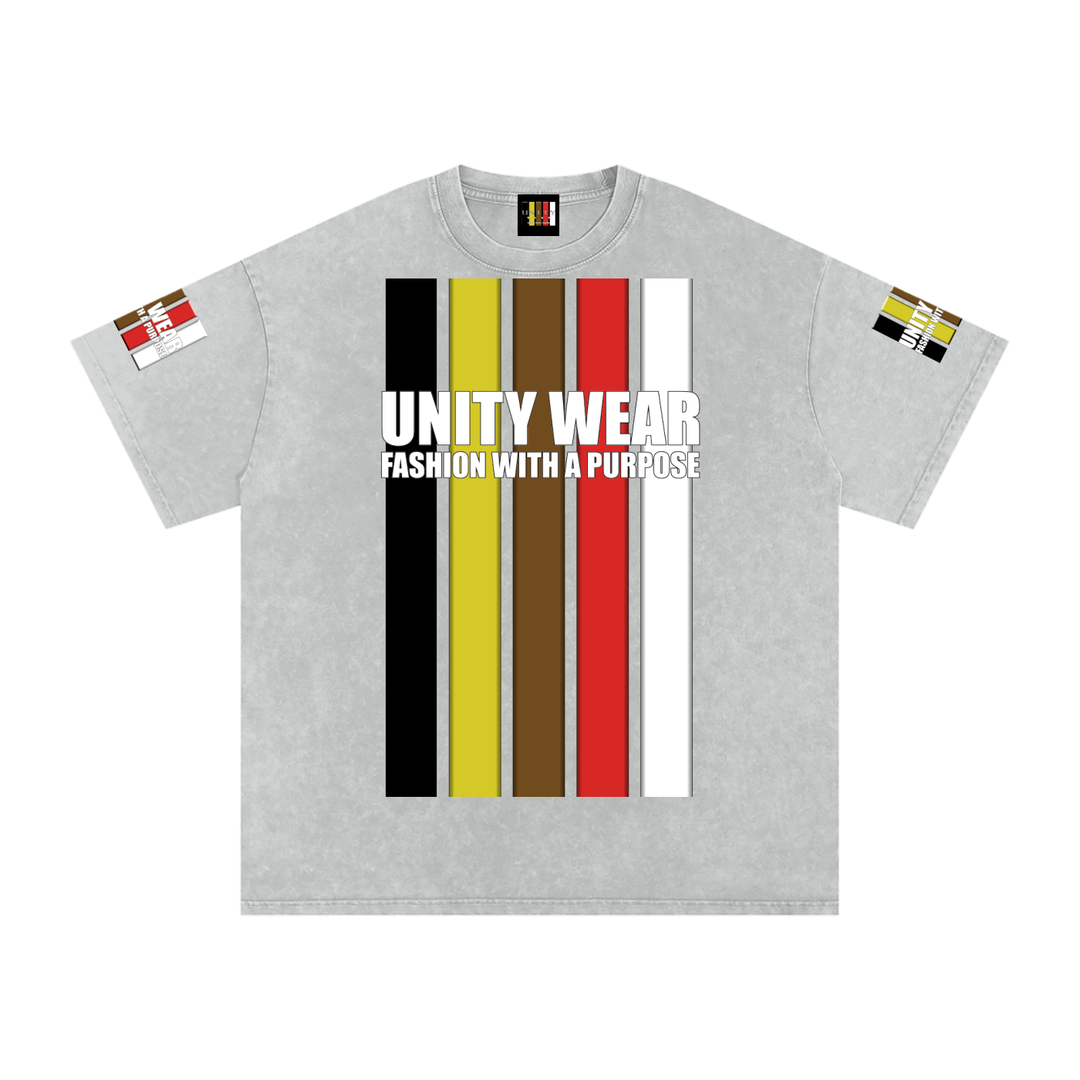 Stripes of Unity and Love Acid Wash Oversize T-Shirt - 250 GSM