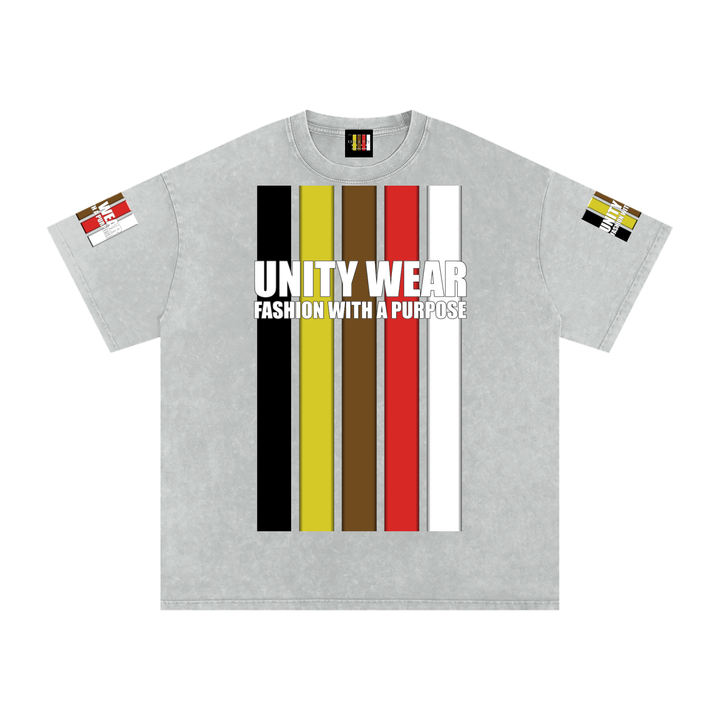 Stripes of Unity and Love Acid Wash Oversize T-Shirt - 250 GSM