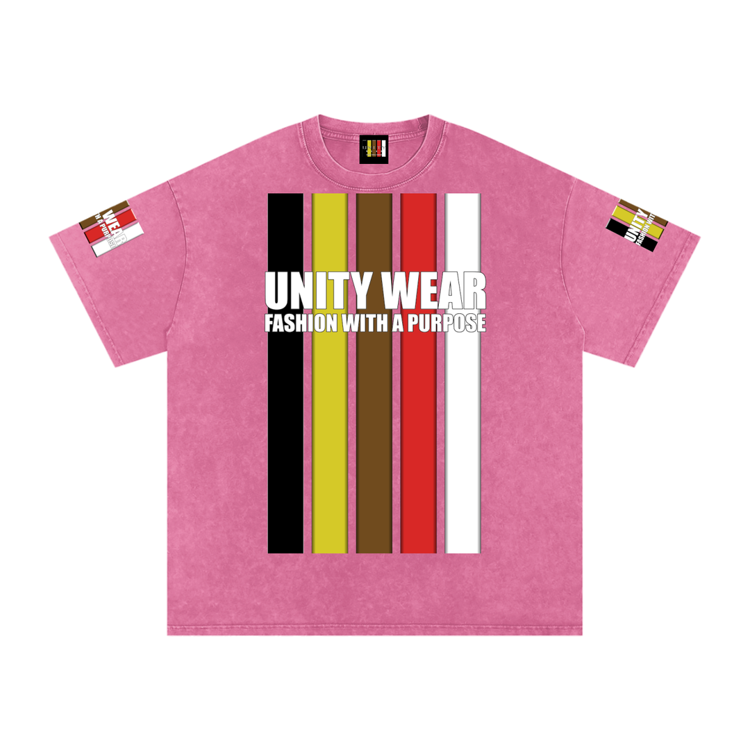 Stripes of Unity and Love Acid Wash Oversize T-Shirt - 250 GSM