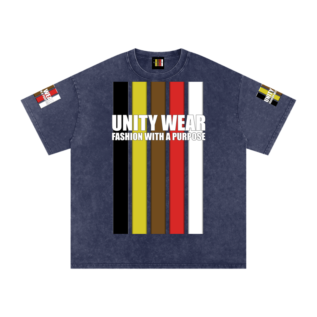 Stripes of Unity and Love Acid Wash Oversize T-Shirt - 250 GSM