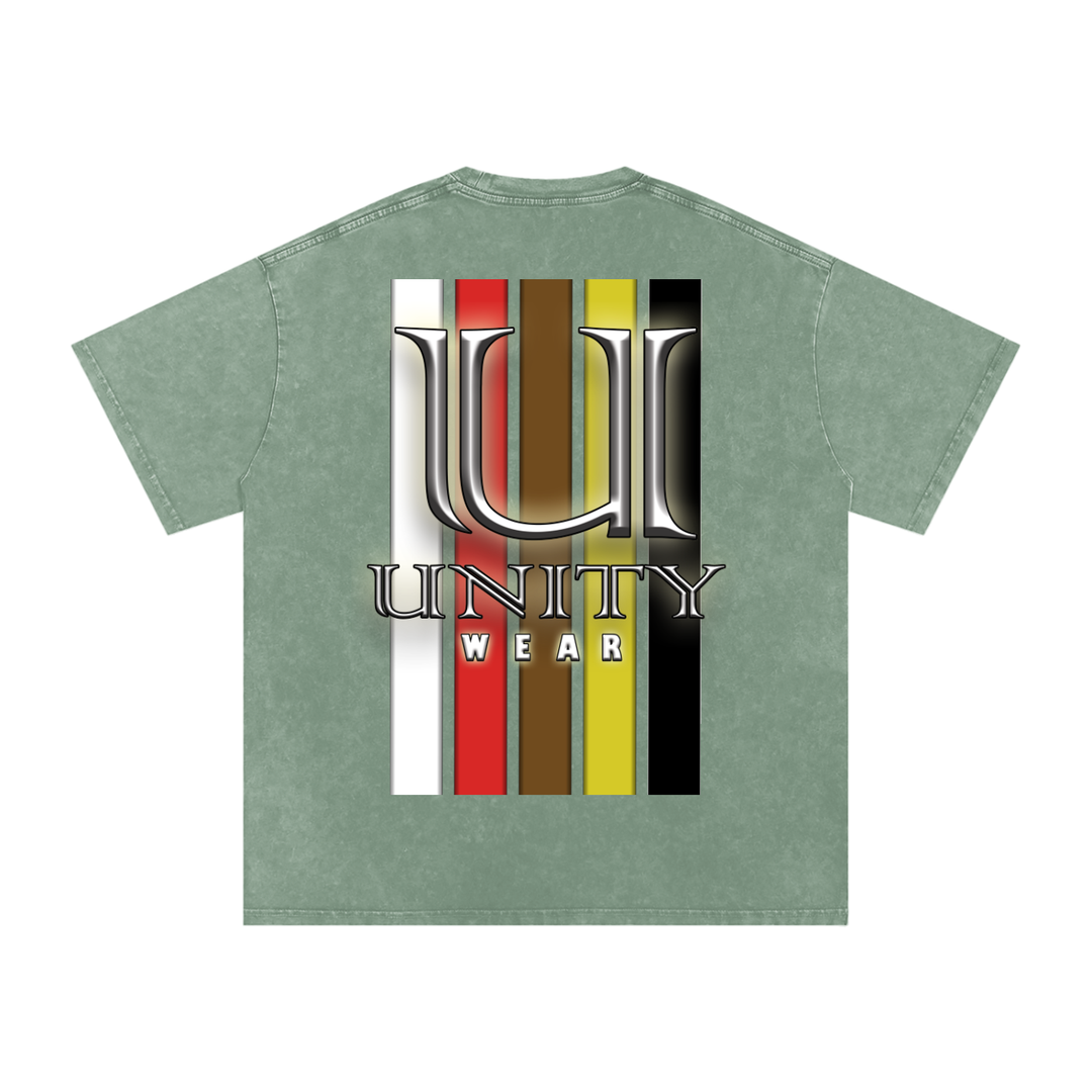 Stripes of Unity Acid Wash Oversize T-Shirt - 250 GSM