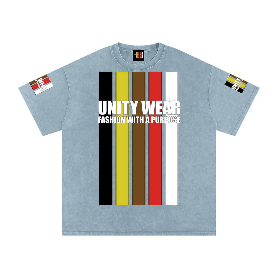 Stripes of Unity and Love Acid Wash Oversize T-Shirt - 250 GSM
