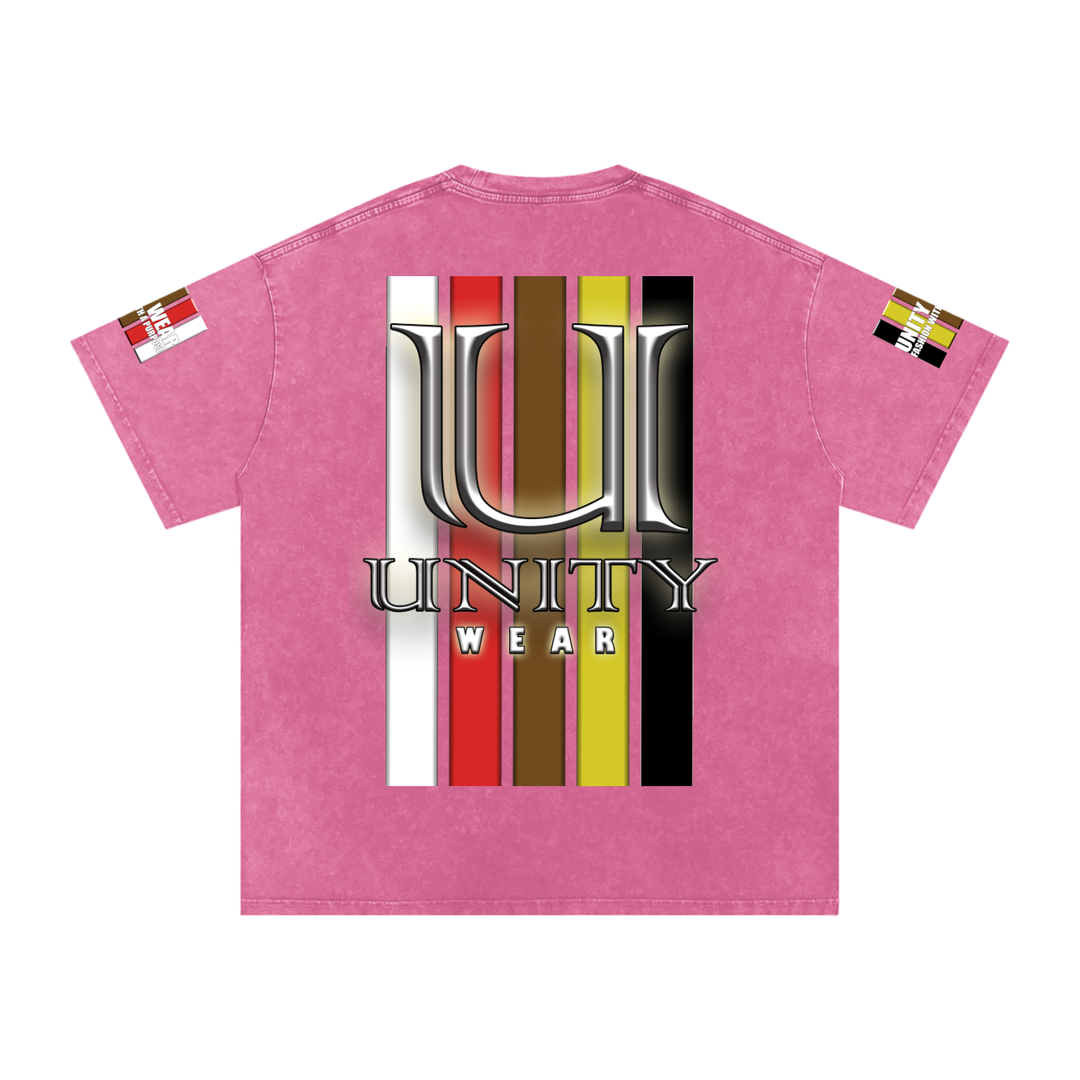 Stripes of Unity and Love Acid Wash Oversize T-Shirt - 250 GSM