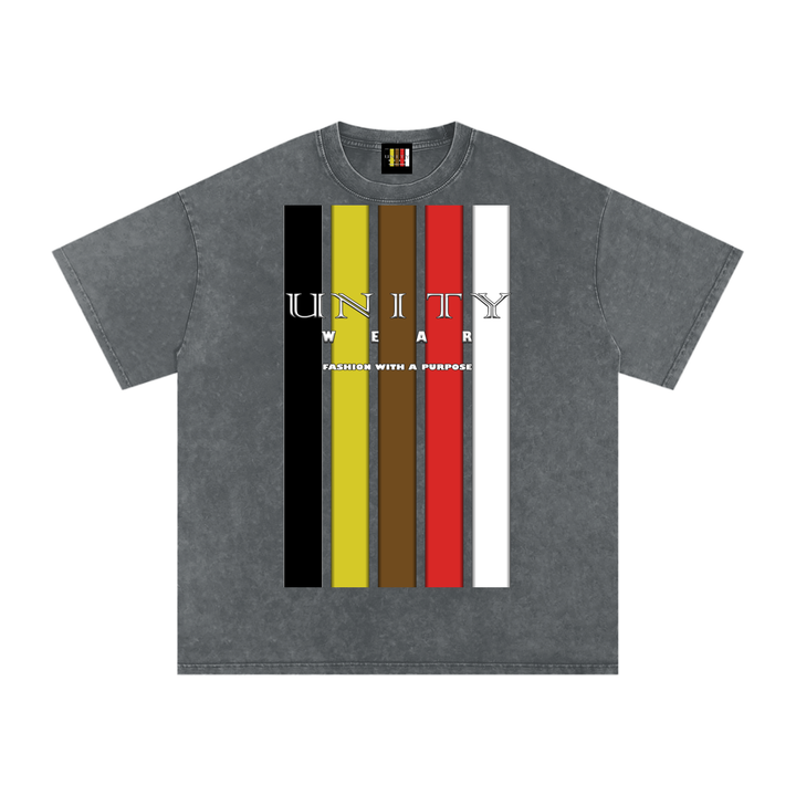 Stripes of Unity Acid Wash Oversize T-Shirt - 250 GSM