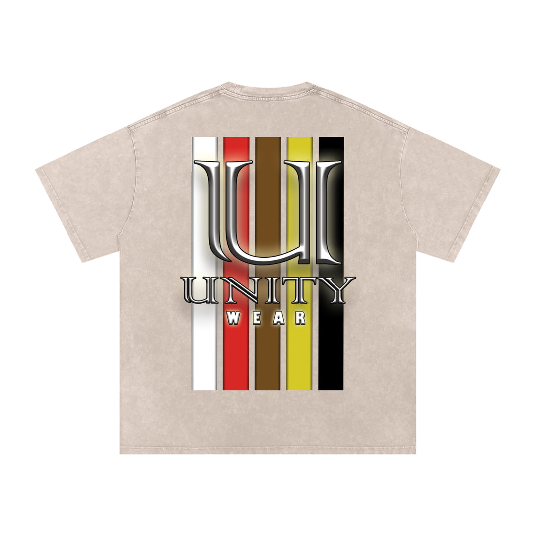 Stripes of Unity Acid Wash Oversize T-Shirt - 250 GSM