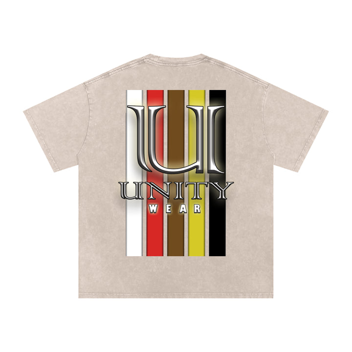 Stripes of Unity Acid Wash Oversize T-Shirt - 250 GSM