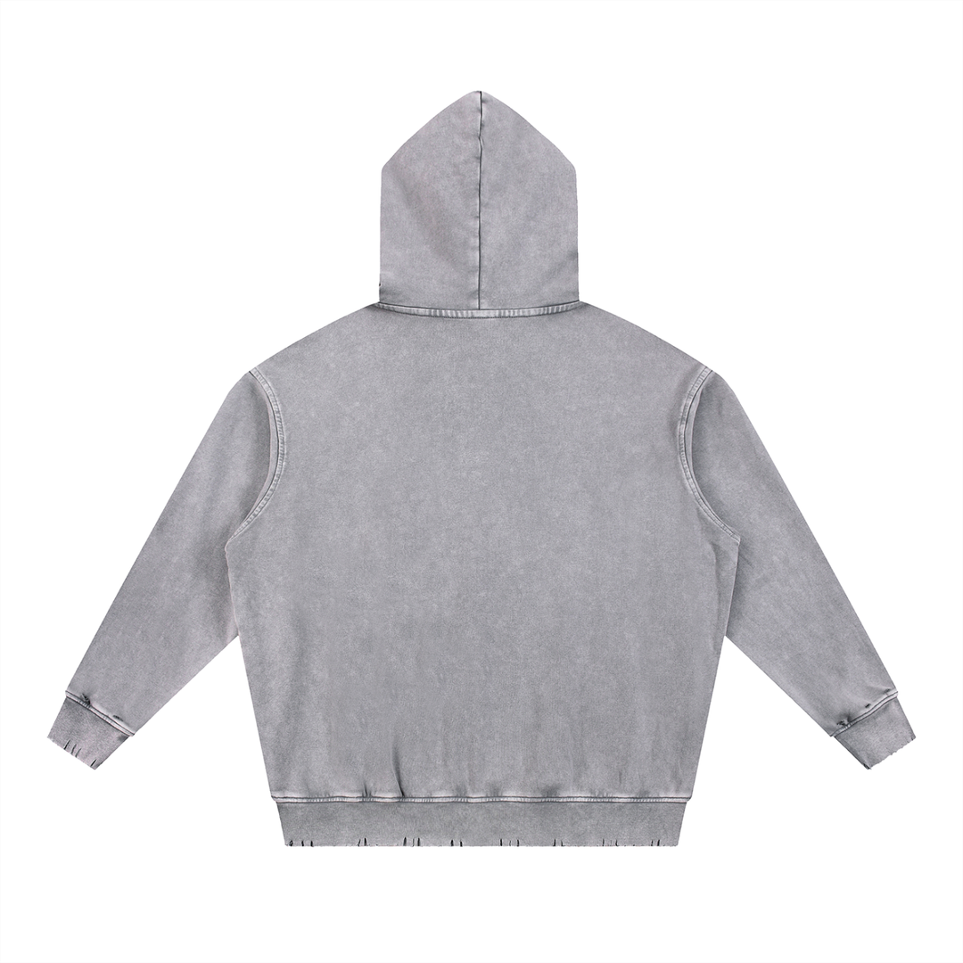 Unity Wear's Swash Snow Wash Hand-Frayed Heavyweight  Hoodie