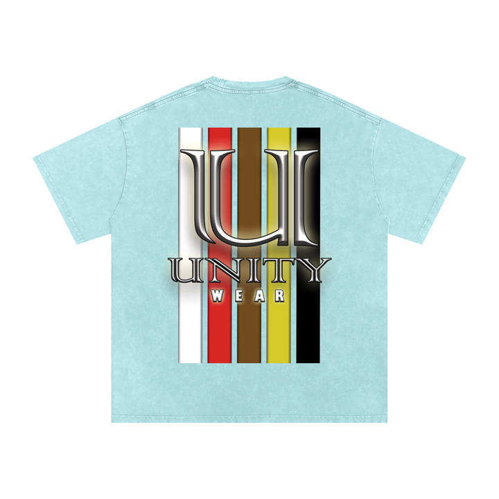 Stripes of Unity Acid Wash Oversize T-Shirt - 250 GSM