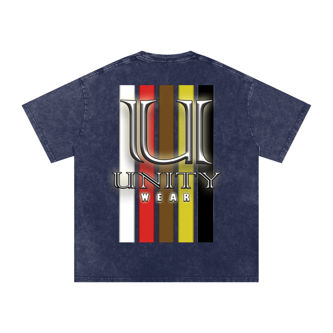 Stripes of Unity Acid Wash Oversize T-Shirt - 250 GSM