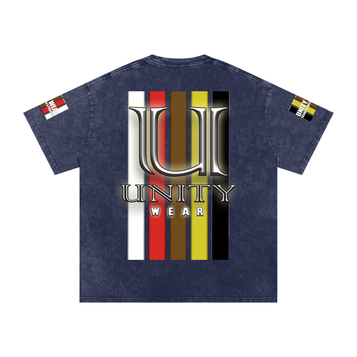 Stripes of Unity and Love Acid Wash Oversize T-Shirt - 250 GSM