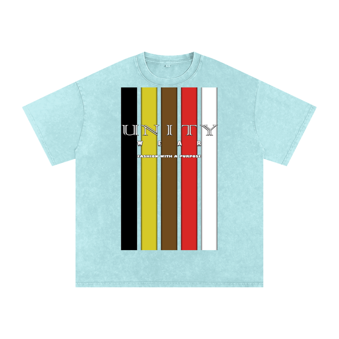 Stripes of Unity Acid Wash Oversize T-Shirt - 250 GSM