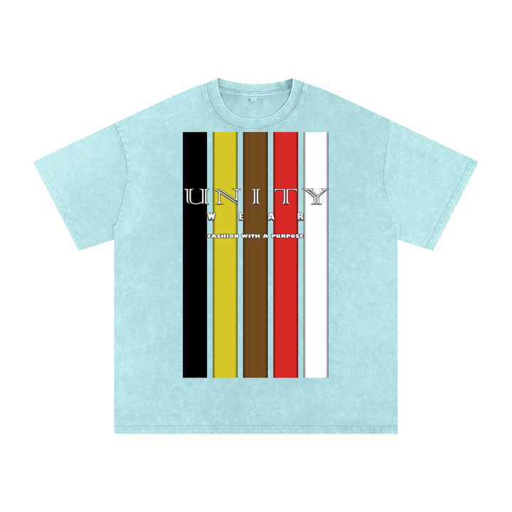 Stripes of Unity Acid Wash Oversize T-Shirt - 250 GSM