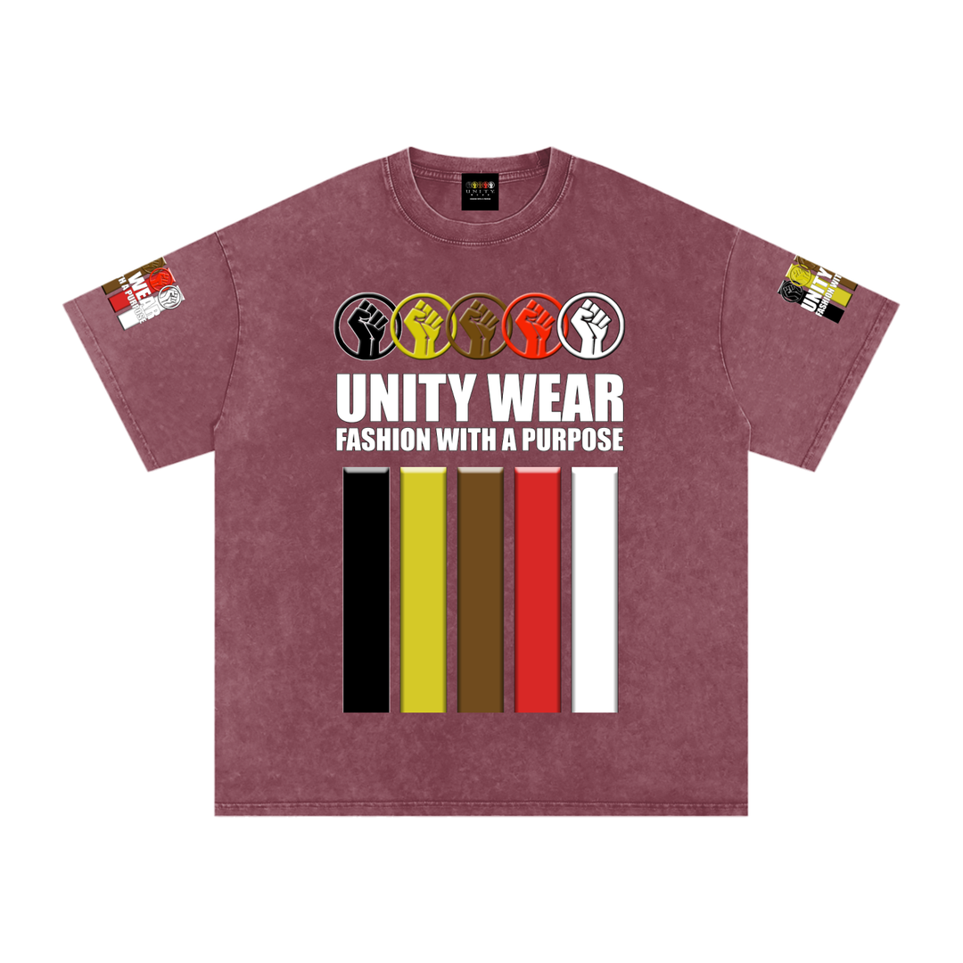 Fists & Stripes of Unity of Love Acid Wash Oversize T-Shirt - 250 GSM