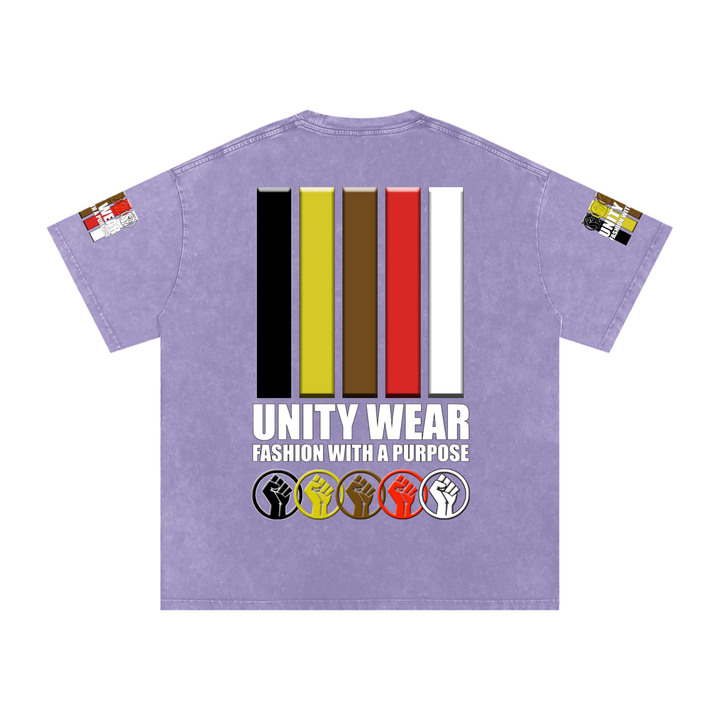 Fists & Stripes of Unity of Love Acid Wash Oversize T-Shirt - 250 GSM
