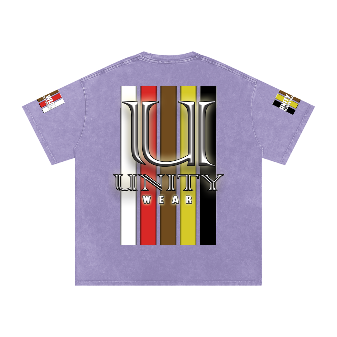 Stripes of Unity and Love Acid Wash Oversize T-Shirt - 250 GSM