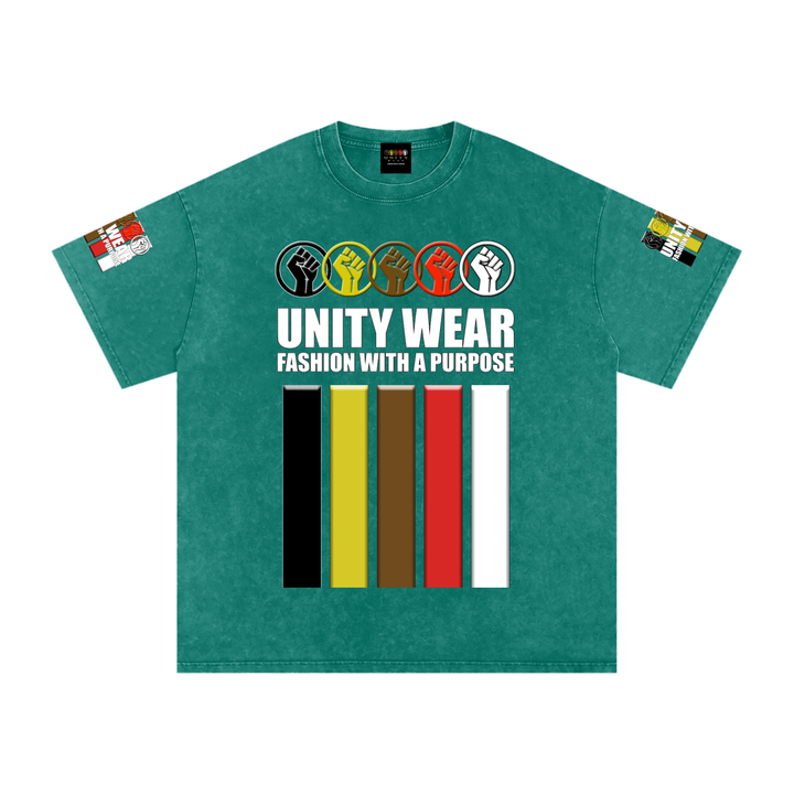 Fists & Stripes of Unity of Love Acid Wash Oversize T-Shirt - 250 GSM