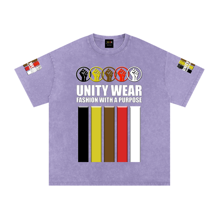 Fists & Stripes of Unity of Love Acid Wash Oversize T-Shirt - 250 GSM