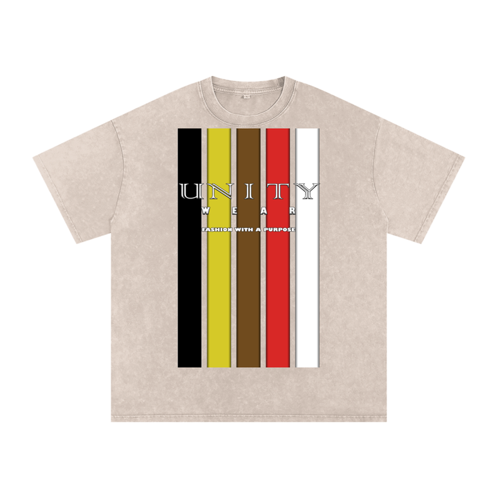 Stripes of Unity Acid Wash Oversize T-Shirt - 250 GSM