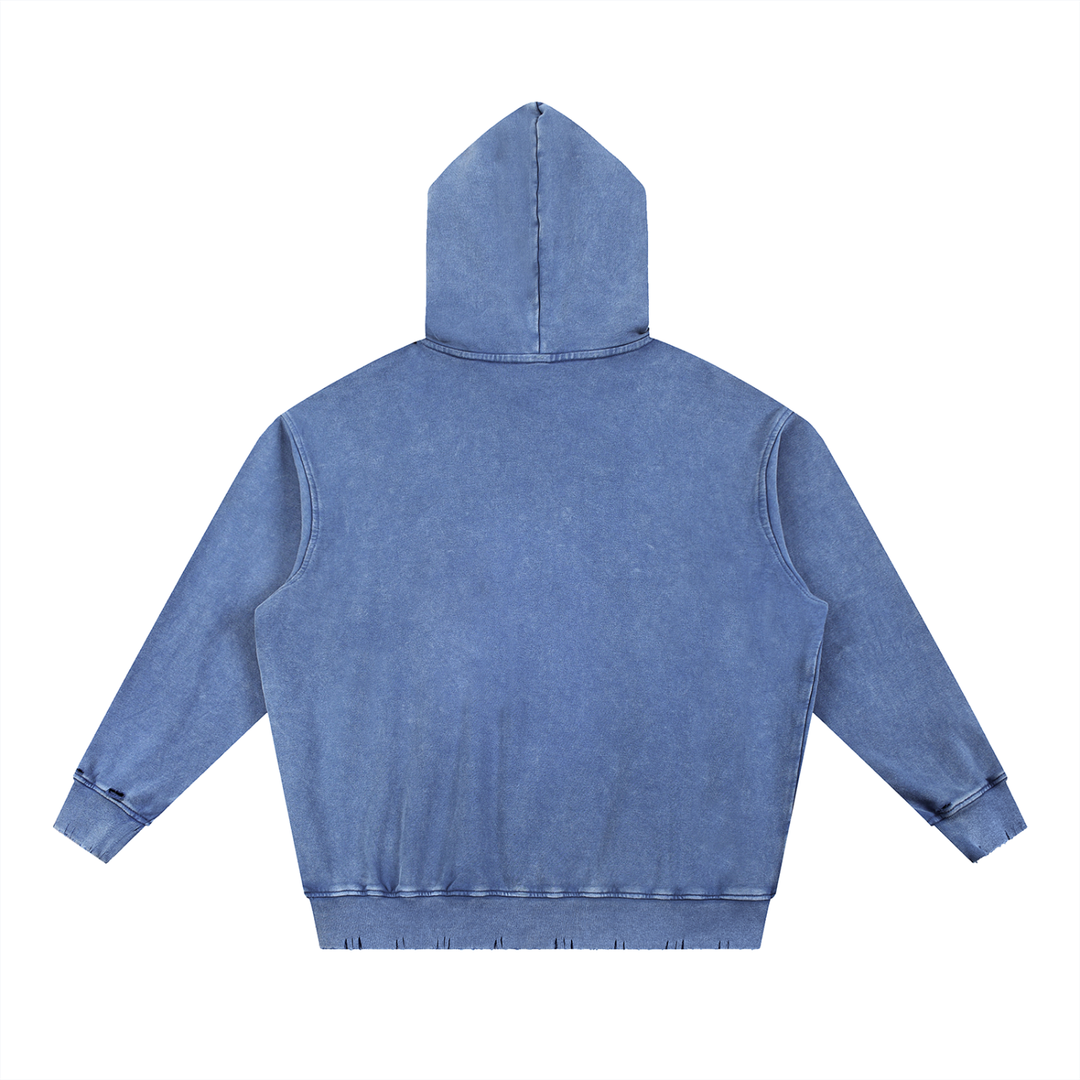 Unity Wear's Swash Snow Wash Hand-Frayed Heavyweight  Hoodie