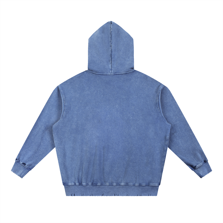 Unity Wear's Swash Snow Wash Hand-Frayed Heavyweight  Hoodie