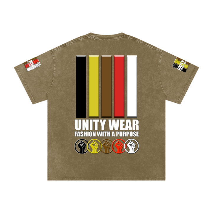 Fists & Stripes of Unity of Love Acid Wash Oversize T-Shirt - 250 GSM