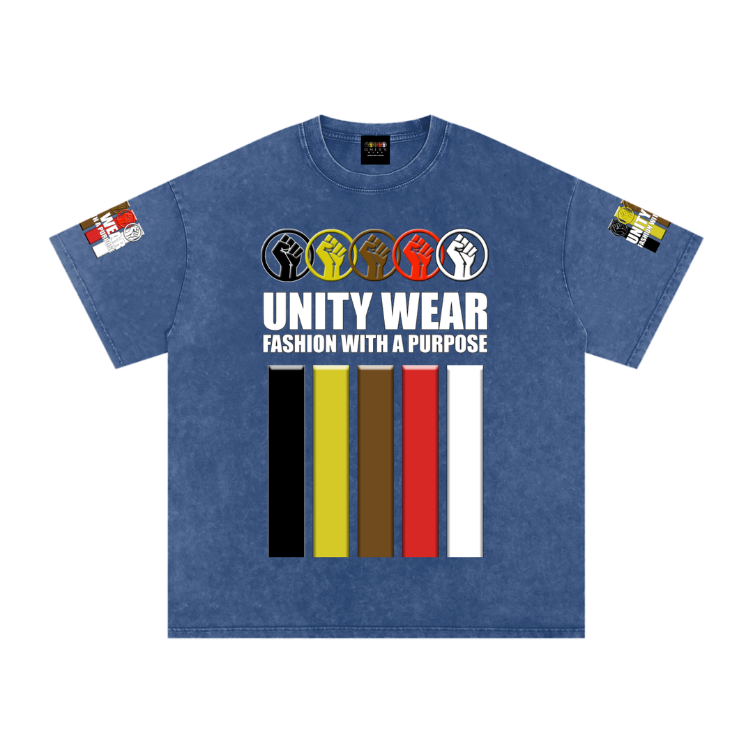 Fists & Stripes of Unity of Love Acid Wash Oversize T-Shirt - 250 GSM