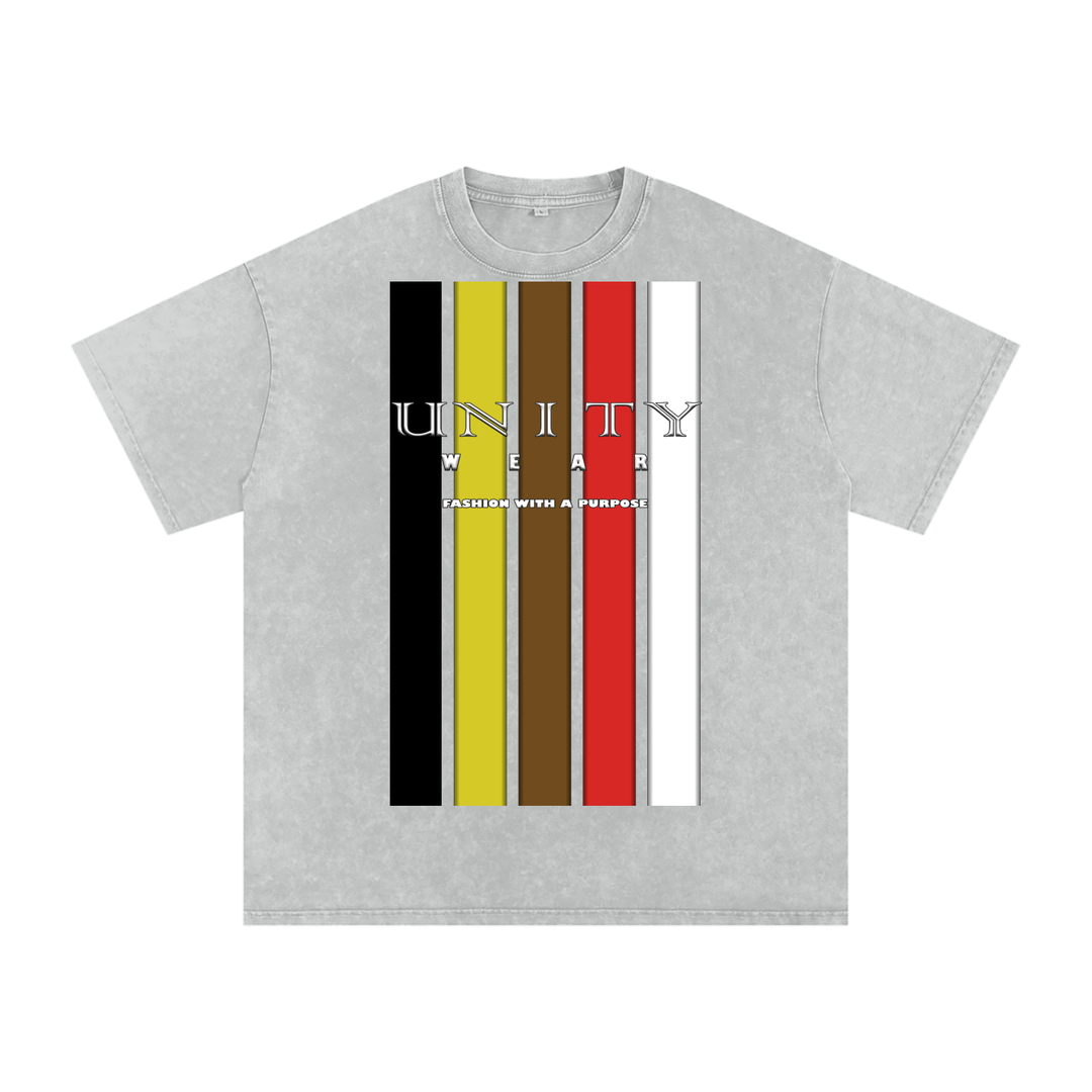 Stripes of Unity Acid Wash Oversize T-Shirt - 250 GSM