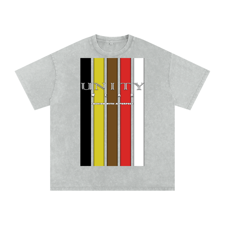 Stripes of Unity Acid Wash Oversize T-Shirt - 250 GSM