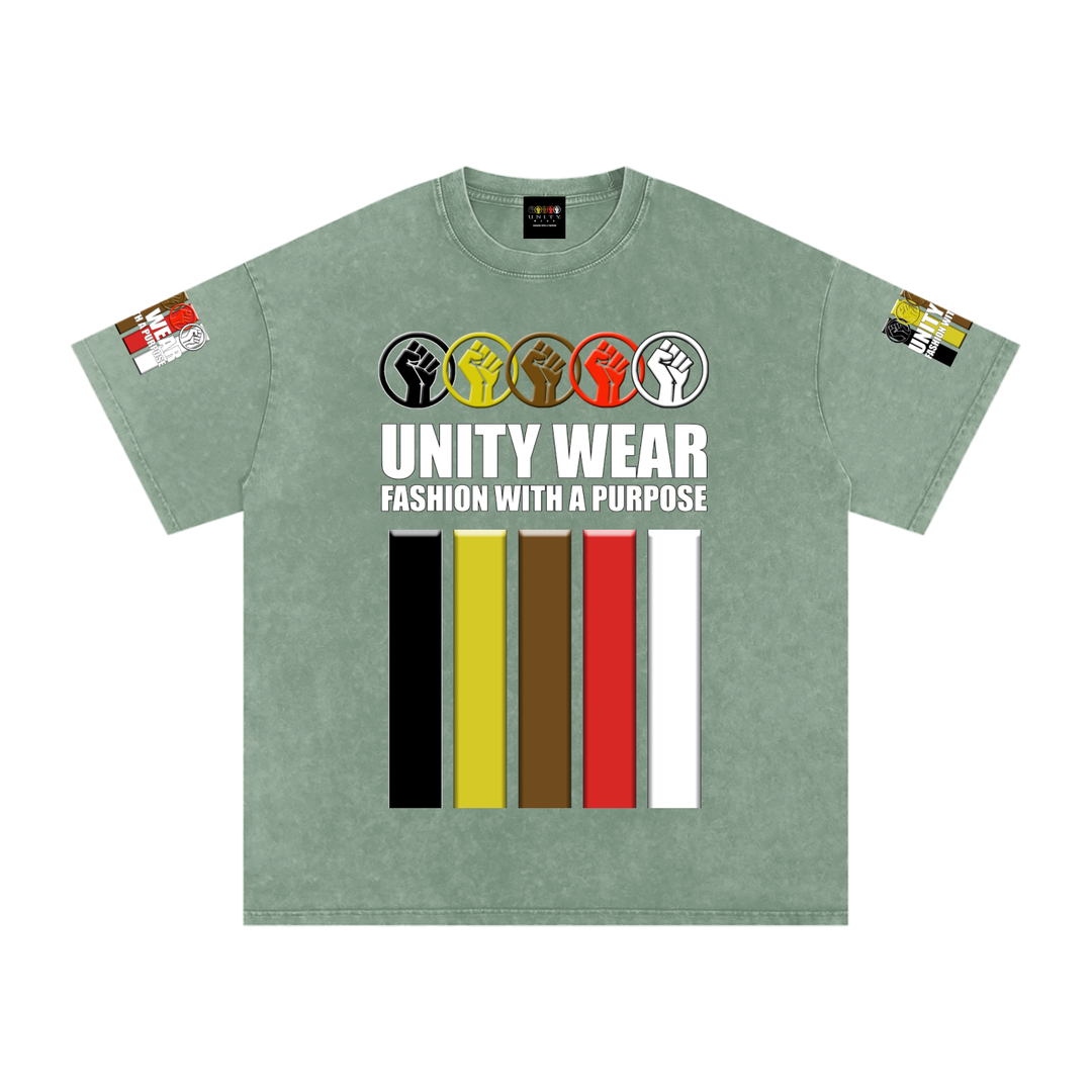 Fists & Stripes of Unity of Love Acid Wash Oversize T-Shirt - 250 GSM
