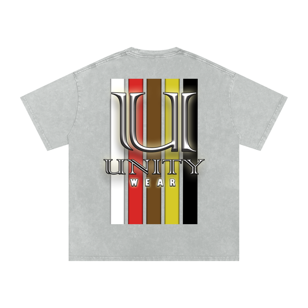 Stripes of Unity Acid Wash Oversize T-Shirt - 250 GSM