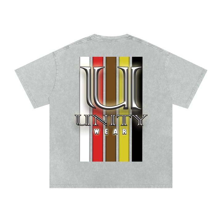 Stripes of Unity Acid Wash Oversize T-Shirt - 250 GSM