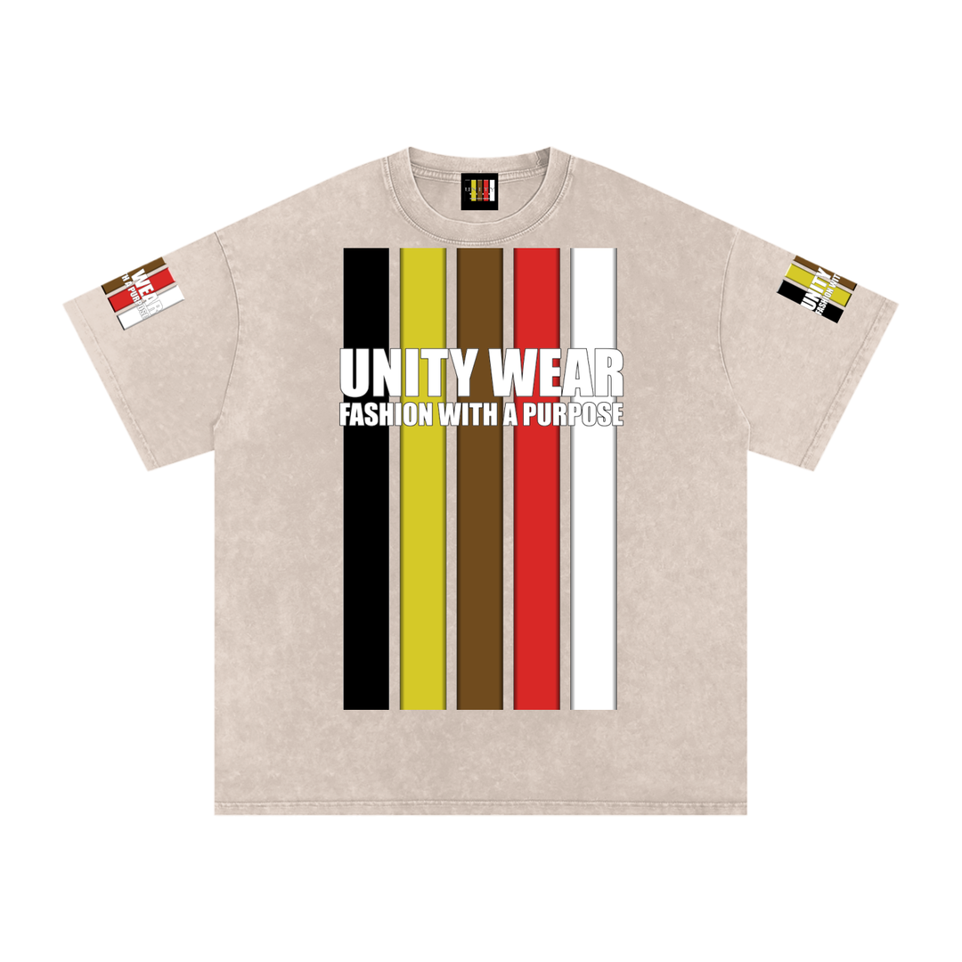 Stripes of Unity and Love Acid Wash Oversize T-Shirt - 250 GSM