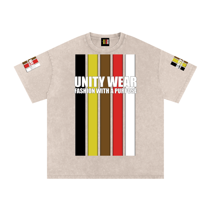 Stripes of Unity and Love Acid Wash Oversize T-Shirt - 250 GSM