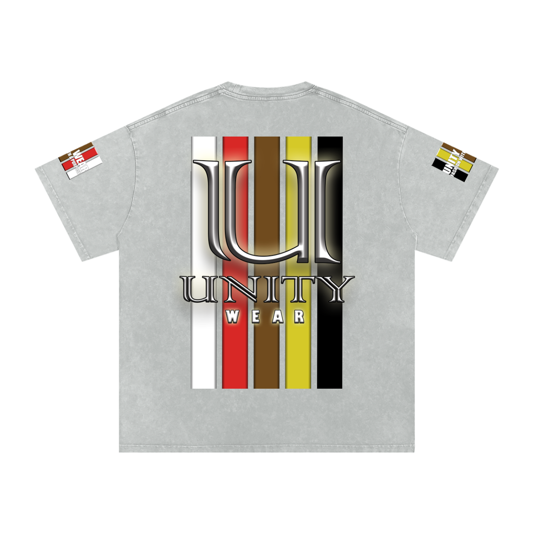 Stripes of Unity and Love Acid Wash Oversize T-Shirt - 250 GSM
