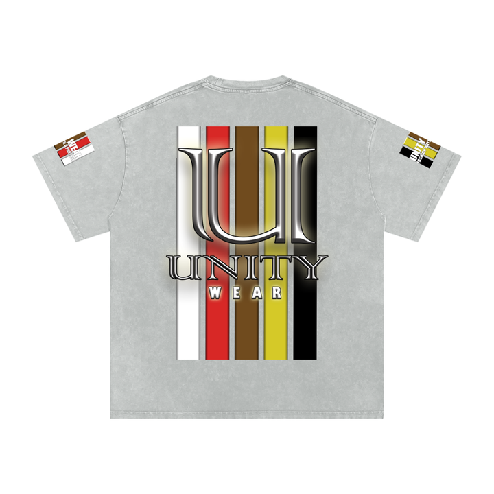Stripes of Unity and Love Acid Wash Oversize T-Shirt - 250 GSM