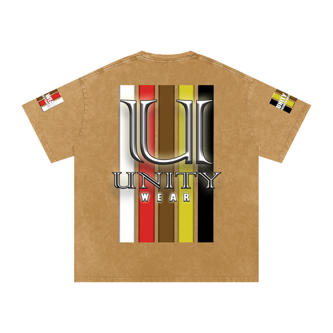 Stripes of Unity and Love Acid Wash Oversize T-Shirt - 250 GSM