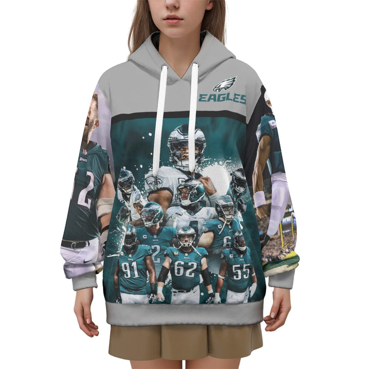 Eagles Team Grey All-Over Print Unisex Pullover Hoodie | 310GSM Cotton