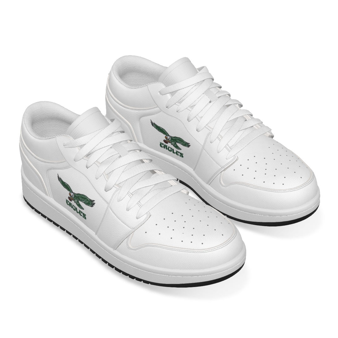 Old School All-White Eagles Synthetic Leather Stitching Low-Top Shoes