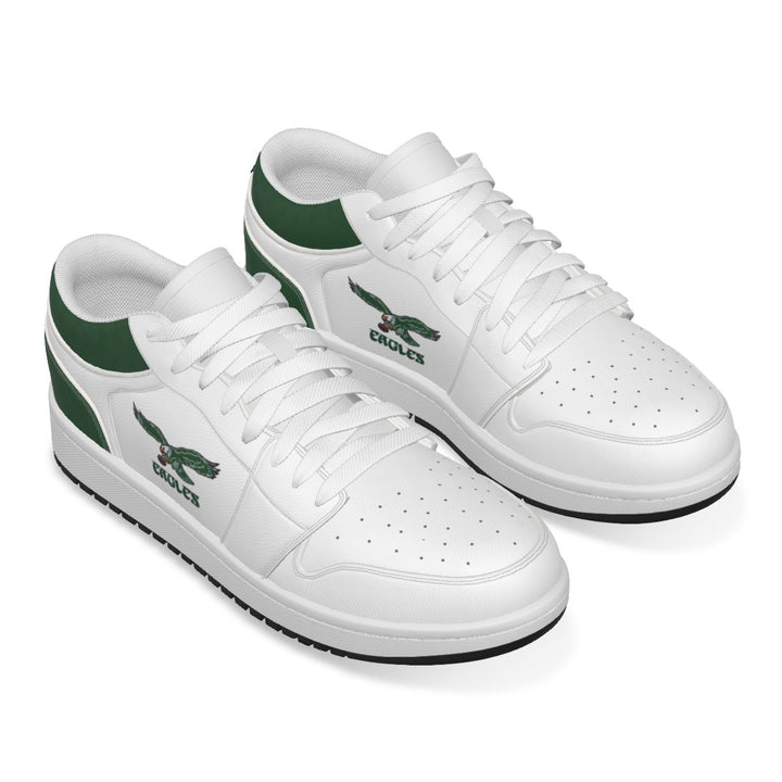 Old School Eagles Kelly Green Heel and White Synthetic Leather Stitching Low-Top Shoes