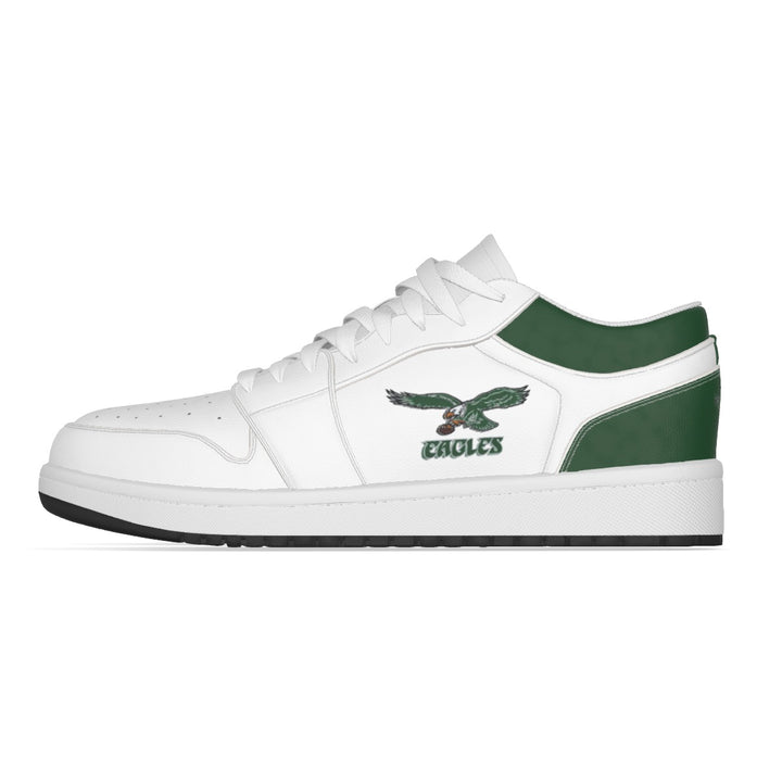 Old School Eagles Kelly Green Heel and White Synthetic Leather Stitching Low-Top Shoes